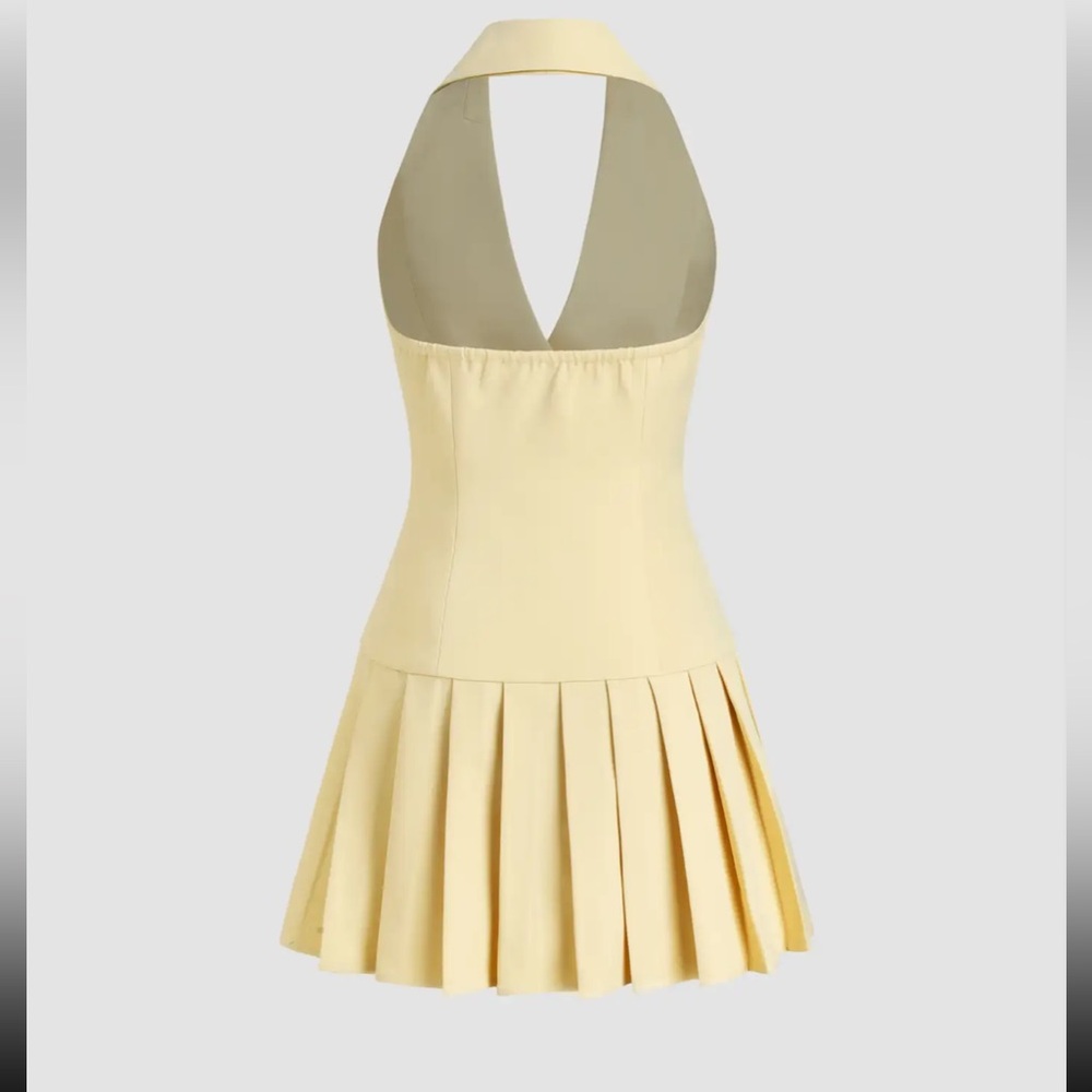 NWT Cider HALTER NECKLINE DOUBLE BREASTED PLEATED MINI DRESS Size XL - Picture 5 of 9